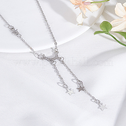 1Pc Moon Star Alloy Tassel Pendant Necklaces for Women&nbsp;NJEW-LP0002-95
