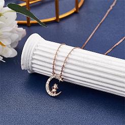 Chinese Zodiac Necklace Sheep Necklace 925 Sterling Silver Rose Gold Lamb on the Moon Pendant Charm Necklace Zircon Moon and Star Necklace Cute Animal Jewelry Gifts for Wome&nbsp;JN1090H