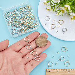 30 Pairs 2 Colors Brass Huggie Hoop Earring Findings&nbsp;KK-ME0003-68