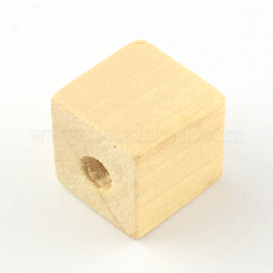 Cube Undyed Natural Wooden Beads&nbsp;WOOD-R249-084