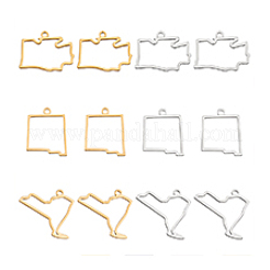 12Pcs 3 Styles 2 Colors 304 Stainless Steel Pendants&nbsp;STAS-PH0006-45