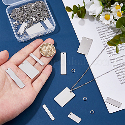 DIY Stainless Steel Rectangle Charm Necklaces Making Kits&nbsp;DIY-HS0001-86