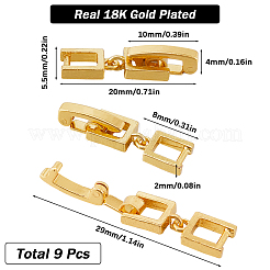 9Pcs Brass Fold Over Clasps&nbsp;KK-SC0004-06G