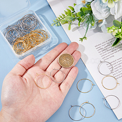 80Pcs 2 Colors 316 Surgical Stainless Steel Hoop Earrings Findings&nbsp;STAS-DC0016-50A