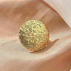 Flat Round Brass Cuff Rings for Women&nbsp;RJEW-C123-04G