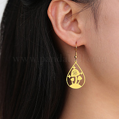 304 Stainless Steel Teardrop with Mushroom Dangle Earrings&nbsp;FS-WGFF5A8-02