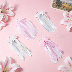 4Pcs 2 Colors Polyester Single Face Satin Ribbon with Plastic Pearl Shoes Charms&nbsp;HJEW-PH02579