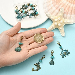 10Pcs Ocean Theme Alloy Pendant Decorations&nbsp;HJEW-YW00194