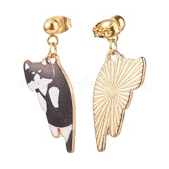 Alloy Cat Dangle Stud Earrings with Enamel&nbsp;EJEW-JE04919