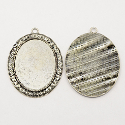 Tibetan Style Zinc Alloy Pendant Cabochon Settings&nbsp;TIBEP-M004-06-RS