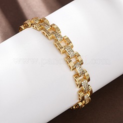 Rectangle Brass Micro Pave Clear Cubic Zirconia Link Chain Bracelets for Women&nbsp;BJEW-F530-04G