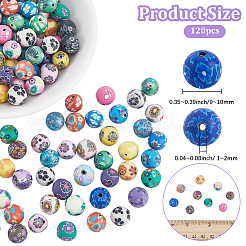 120Pcs Handmade Flower Pattern Polymer Clay Beads&nbsp;CLAY-PA0001-24B