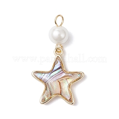 4Pcs 4 Styles Brass Enamel Imitation Abalone Shell Pendants&nbsp;PALLOY-JF04291