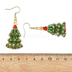 Christmas Brass with Glass Seed Beads Dangle Earrings&nbsp;EJEW-MZ00823