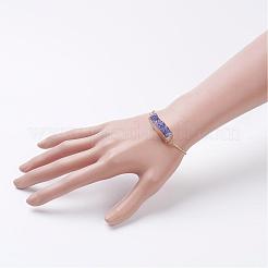 Electroplated Natural & Dyed Druzy Agate Slider Bracelets&nbsp;BJEW-JB02765