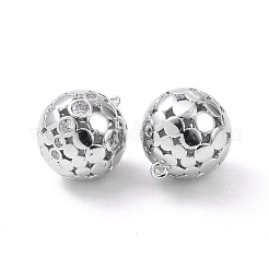 Round Brass Micro Pave Clear Cubic Zirconia Pendants&nbsp;KK-G436-06P