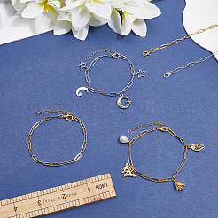 12Pcs 2 Colors 304 Stainless Steel Paperclip Chains Bracelets for Men Women&nbsp;BJEW-SC0001-63