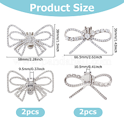 4Pcs 2 Styles Bowknot Alloy Crystal Rhinestone Shoe Decorations&nbsp;FIND-HS0002-07P