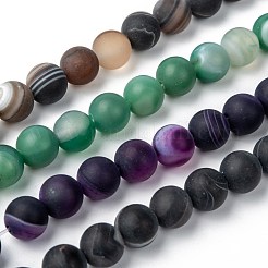Natural Striped Agate/Banded Agate Bead Strands&nbsp;G-K166-12-8mm
