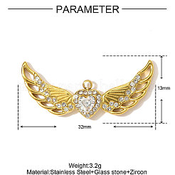 304 Stainless Steel with Cubic Zirconia Pendants&nbsp;STAS-OY001-64G