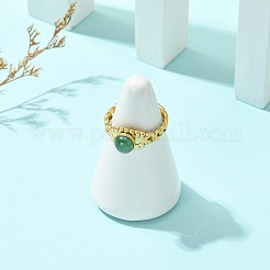 Natural Gemstone Horse Eye 304 Stainless Steel Cuff Open Rings for Women&nbsp;RJEW-JR01066