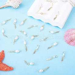 30Pcs 3 Styles Natural Cultured Freshwater Pearl & Brass Pendants&nbsp;PALLOY-TAC0315