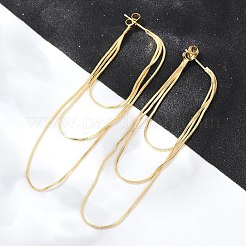 Brass Snake Chains Tassel Dangle Stud Earrings for Women&nbsp;EJEW-H092-11G