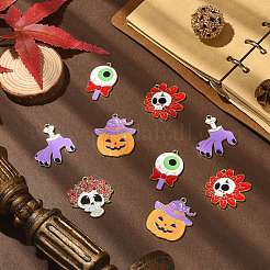 30Pcs 5 Styles Halloween Theme Alloy Enamel Pendants&nbsp;ENAM-CJ0005-10