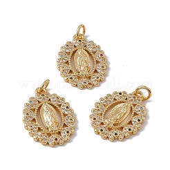 Brass Micro Pave Clear Cubic Zirconia Pendants&nbsp;KK-G439-10G
