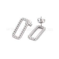 304 Stainless Steel Hollow Rectangle Stud Earrings for Woman&nbsp;EJEW-N097-002P