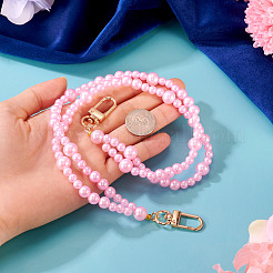 ABS Plastic Imitation Pearl Round Beaded Double Layer Bag Extender Chains&nbsp;HJEW-TAC0079