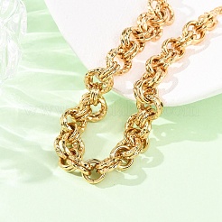 Hammered 304 Stainless Steel Double Ring Link Chains Bracelets for Women&nbsp;BJEW-G780-06G-01
