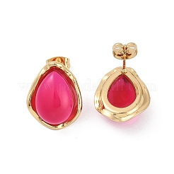 Ion Plating(IP) 304 Stainless Steel Teardrop Stud Earrings&nbsp;EJEW-Z068-36G-01