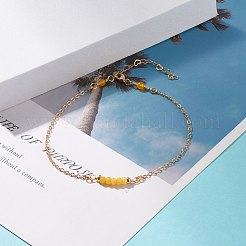 Natural Dyed Malaysia Jade Link Anklets for Women&nbsp;AJEW-AN00474-02