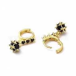 Cubic Zirconia Ball Dangle Hoop Earrings&nbsp;EJEW-H093-15A-G