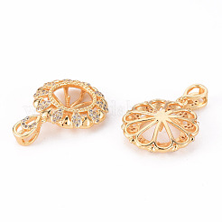 Brass Micro Pave Clear Cubic Zirconia Peg Bails Pendants&nbsp;KK-T062-104G-NF
