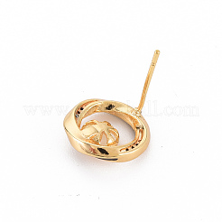 Brass Micro Pave Clear Cubic Zirconia Stud Earring Findings&nbsp;KK-N233-125-NF