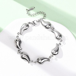 304 Stainless Steel Teardrop Shape Link Bracelets for Women&nbsp;BJEW-L706-05P