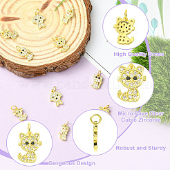 10Pcs 5 Styles Dog & Cat Brass Micro Pave Clear Cubic Zirconia Charms&nbsp;KK-CJ0004-39
