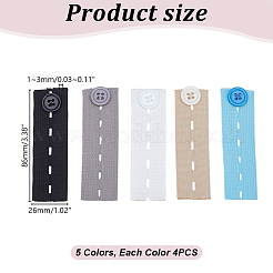 20Pcs 5 Colors Polyester & Spandex Adjustable Pants Waist Extender&nbsp;FIND-HY0004-39