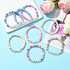 8Pcs 8 Colors Polymer Clay Beaded Stretch Bracelets&nbsp;BJEW-SW00147