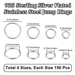 600Pcs 4 Styles 304 Stainless Steel Open Jump Rings&nbsp;STAS-BBC0006-01