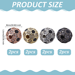 8Pcs 4 Colors Brass Micro Pave Cubic Zirconia Beads&nbsp;KK-ME0004-21