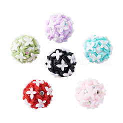 6Pcs 6 Colors Handmade Polymer Clay Rhinestone and Resin Beads&nbsp;CLAY-TA0002-10
