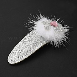 Christmas Snowflake Glitter Gretel Fabric with PU leather Snap Hair Clips&nbsp;PHAR-G006-06P
