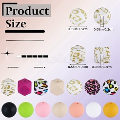 89Pcs Colorful Pattern Printed Silicone Beads Sets&nbsp;SIL-SZ0002-54E