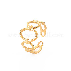 Ion Plating(IP) 304 Stainless Steel Open Oval Wrap Cuff Ring for Women&nbsp;RJEW-S405-187G