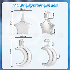 4Pcs 2 Styles 925 Sterling Silver Charms&nbsp;STER-PH0003-45