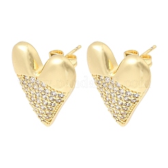 Valentine's Day Brass Clear Cubic Zirconia Stud Earrings for Women&nbsp;EJEW-A162-07G