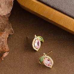 Lemon Brass Cubic Zirconia Stud Earrings&nbsp;FS-WGF100C-01